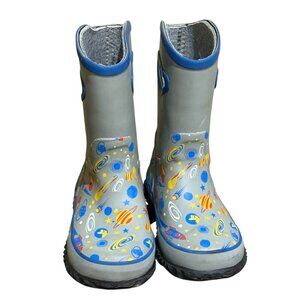 Neoprene Rubber Rain Boots with Handle Outer Space Theme Size Toddler Size 11